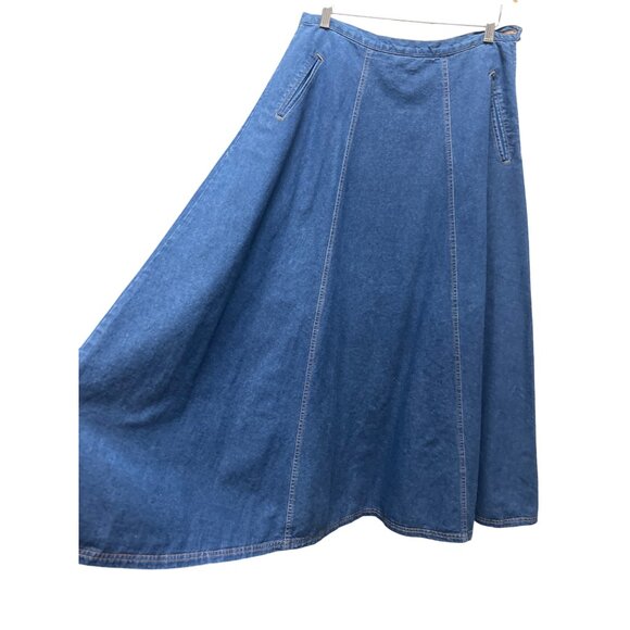 Eddie Bauer Vintage 90's Denim A-line Maxi Jean Skirt - Picture 3 of 9